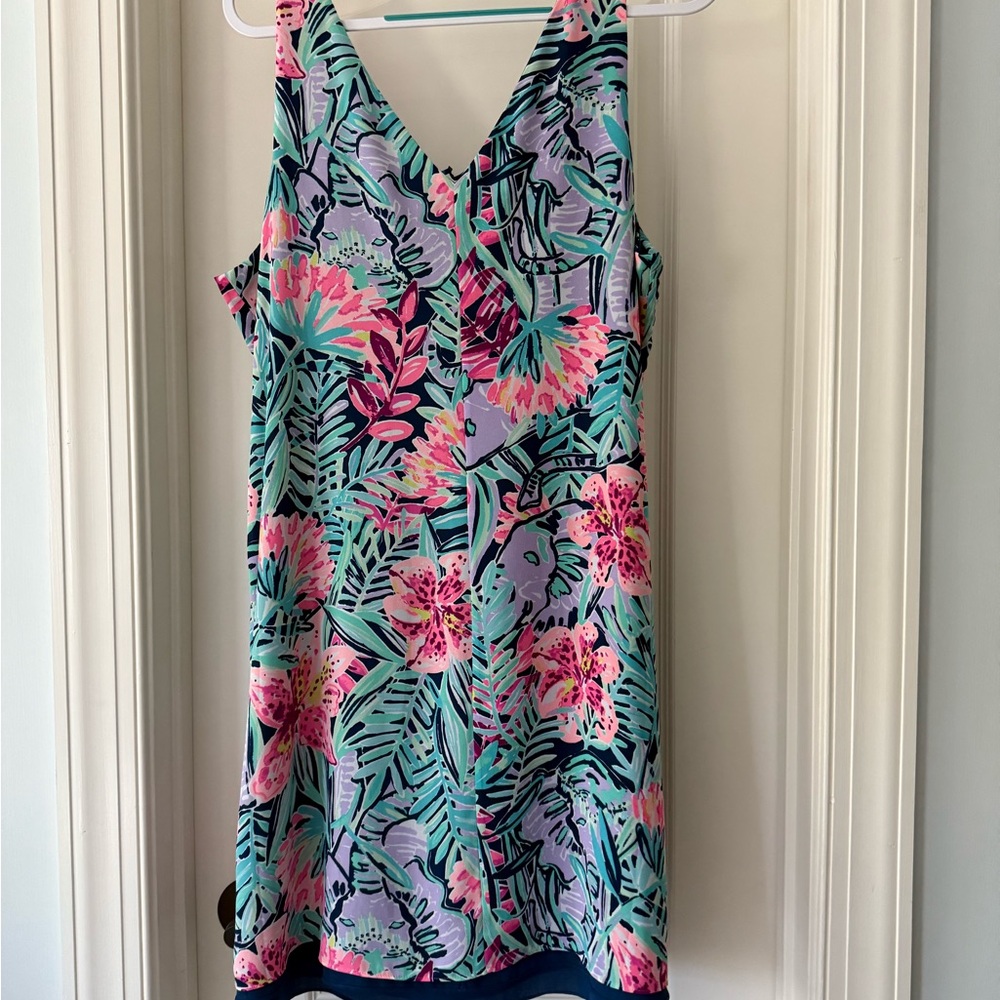 EUC Lilly Pulitzer Reversible Florin Sleeveless V-neck Shift Dress Pink and Teal